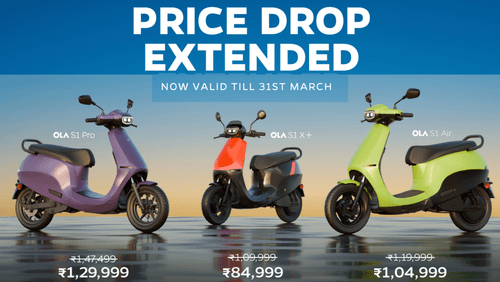 Ola Electric Extended Discounts Until March 31 on S1 Pro, S1 Air, and S1 X+ | Get Details 
